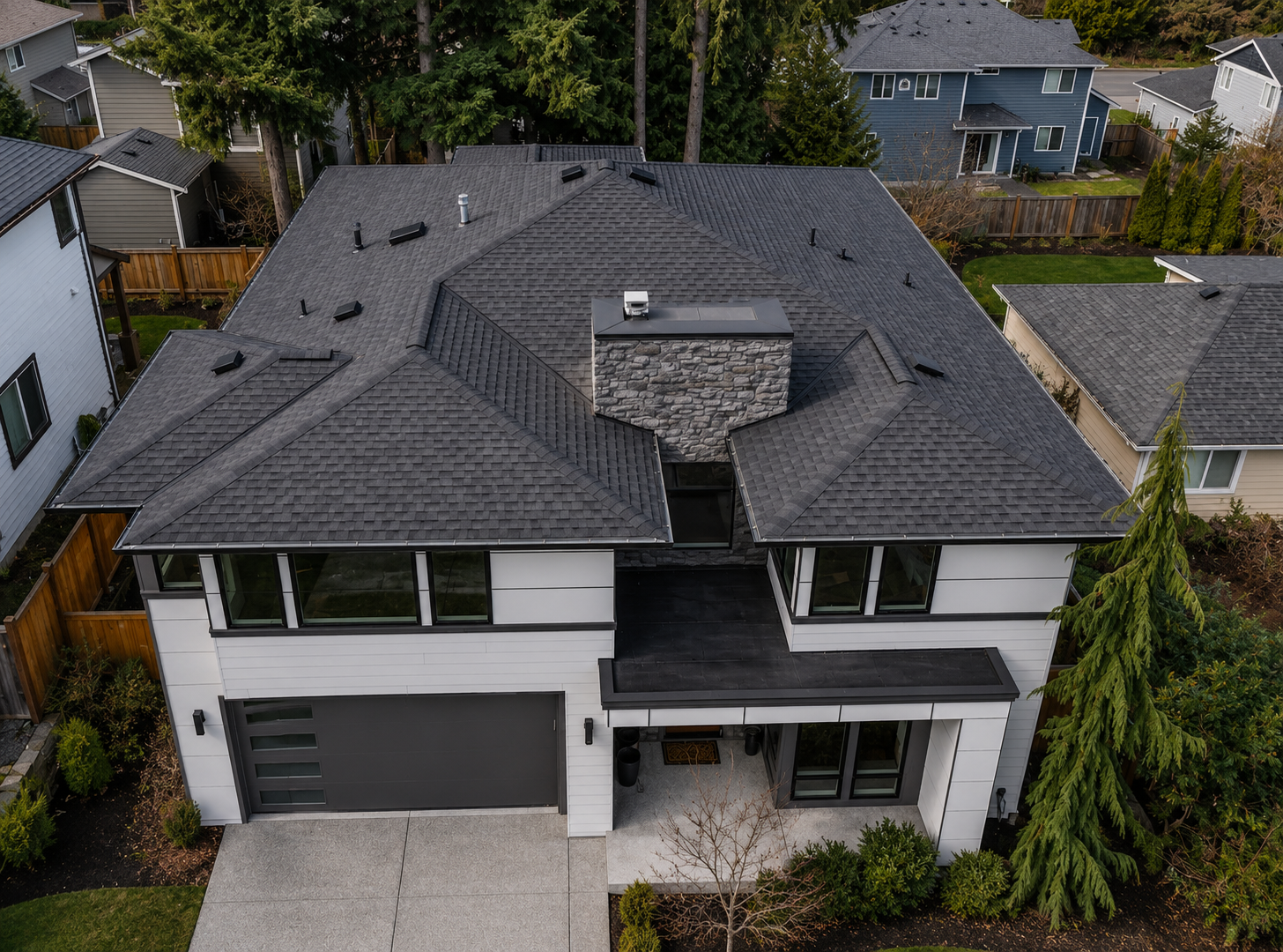 Asphalt shingle roofing installation by Vantek Roofing in Greater Seattle